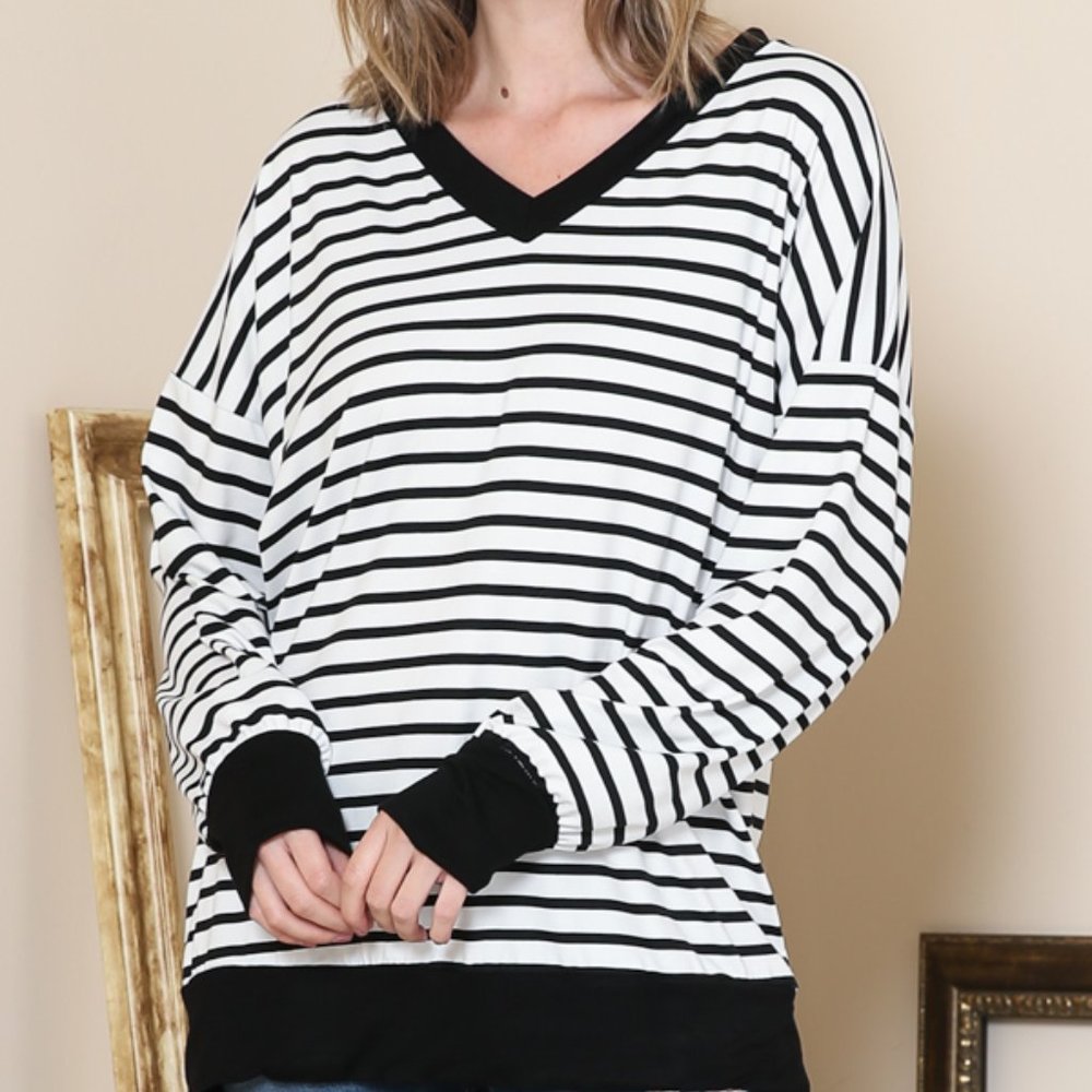 V-NECK STRIPE TUNIC